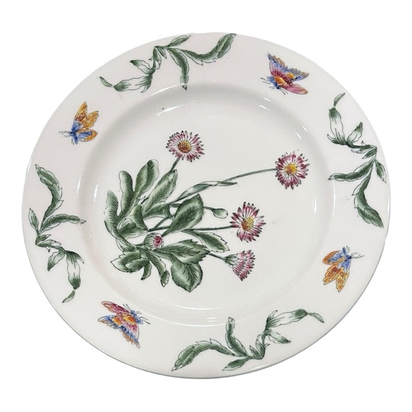 ORIENTAL ACCENT 10.5" Hand Painted Raised Daisies Butterflies Decorative Plate - Picture 13 of 15
